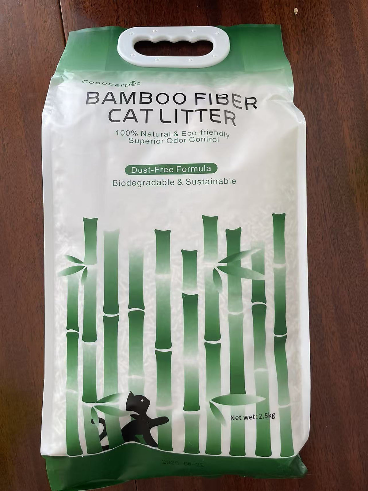 Bamboo litter package front — original photograph rotated upright