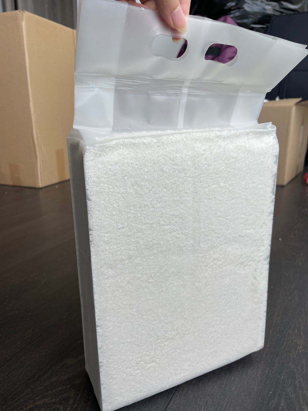 Cassava litter actual clear bag packaging photograph