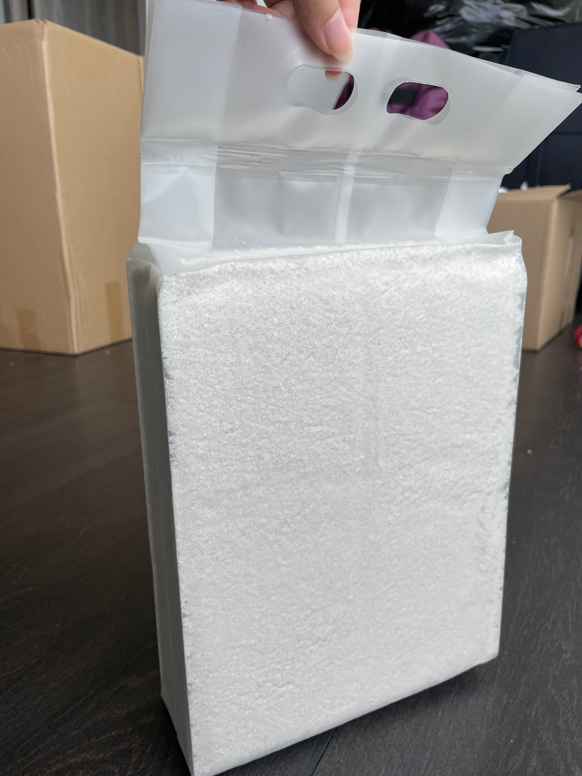 Cassava litter actual clear bag packaging photograph