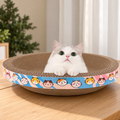 Coobberpet round cardboard scratcher with a cat — lifestyle photo