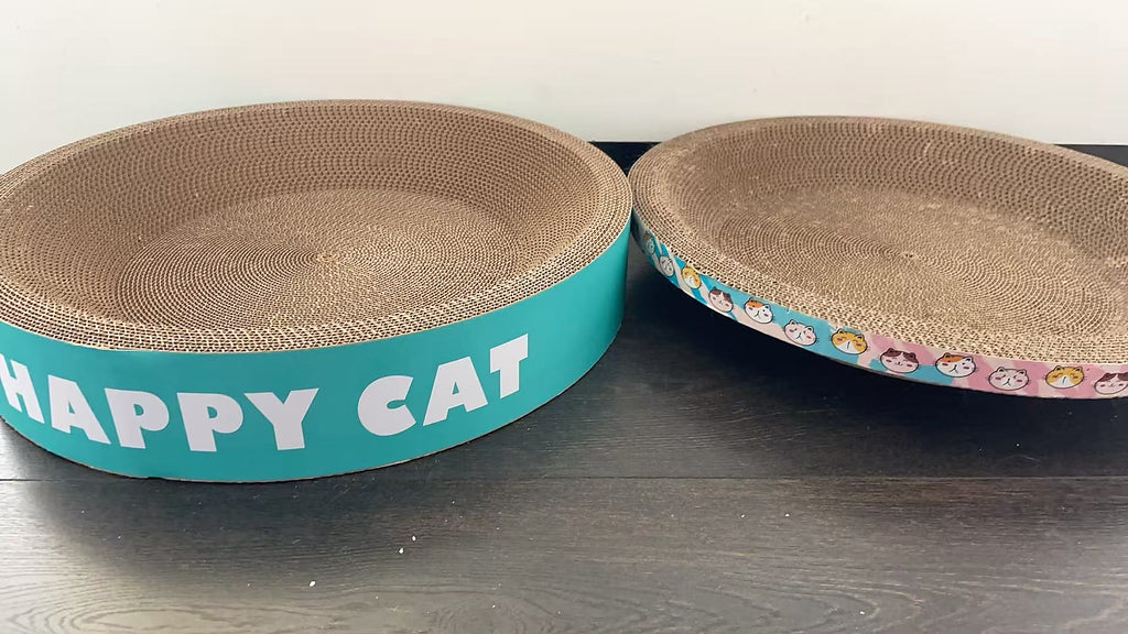 Deep and shallow cat scratchers side by side — original photograph